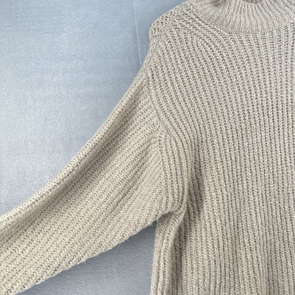 Oak + Fort Womens Sweater Dress Small Beige Tunic High Neck Casual Relaxed Fit - Picture 2 of 16